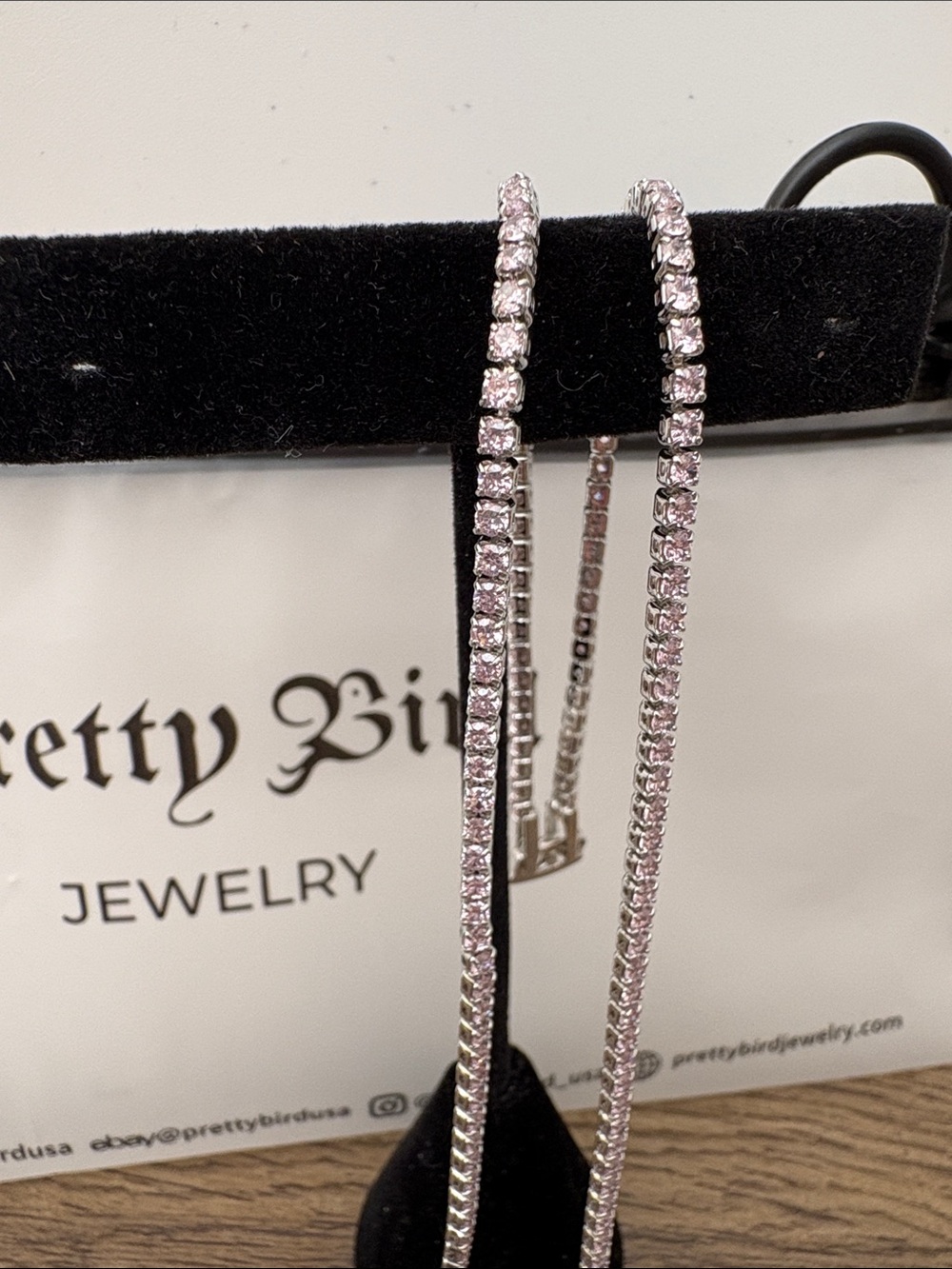 Pretty Bird Light Pink Crystal Tennis Necklace
